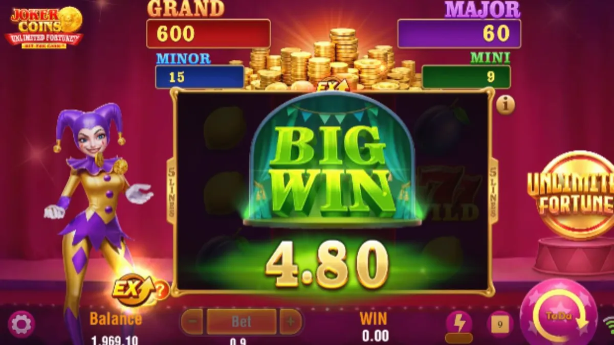Joker Coins Unlimited Fortune slot gameplay interface